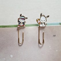 귀여운 강아지 포차코 캐릭터 북클립 책갈피 북마크 메탈 금속클립, 세트(아이스크림+모자)