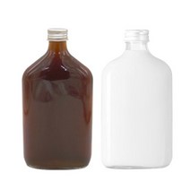 [유리병] 금속캡 납작유리병A-500 1개 500ml, 은색마개