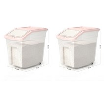 진공쌀통 제습제 쌀보관통 잡곡통(쌀통+계량컵)2p, 핑크+핑크
