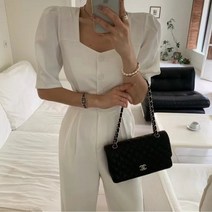 스퀘어넥 버튼 점프수트