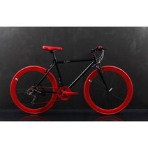 비토 레이서 하이브리드 자전거 알루미늄 프레임 시마노 7단, 블랙/레드, 430