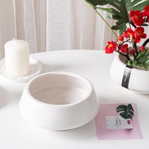 유기 수반 17x7cm 조화 꽃꽂이 인테리어 장식 소품 화분 화병 받침대 꽃 심플 소품샵 선반 방꾸미기 미니, 화이트
