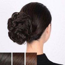자연스러운 똥머리 집게 당고머리 가발 풍성 업스타일, 쿠팡 1, 내츄럴블랙