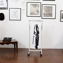 GU 스탠다드 슬림 철재 이동식일자행거(가로50cm), 철제+화이트