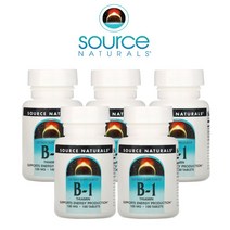 Source Naturals 티아민 100mg 수용성 비타민 B1 메타볼리즘 서포트 100타블렛 5팩