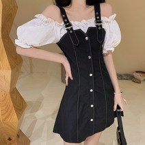 잇츠스타일 레이어드룩 투피스 서스펜더 미니 원피스