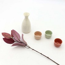 달소금 핸드메이드 도자기 꽃봉 삼색 술병/술잔세트(4P)