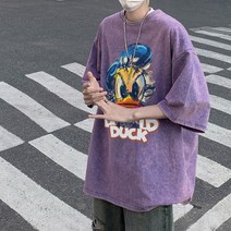 XZ203-SX23138 여름 워싱 구제 루즈핏 반팔 티셔츠