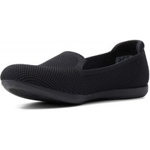 Clarks women Carly Dream Loafer Black Solid Nit 9.5 US Lopers & Slip-Ons