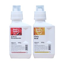 [Realsoda] 2종세트 보틀 과탄산소다 600g + 보틀 무수구연산 600g, 2종세트 보틀 과탄산소다 600g+보틀 구연산600g