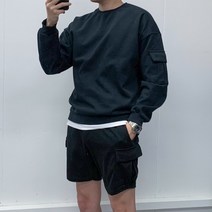 남자 포켓 카고 맨투맨 반바지 트레이닝복 3컬러 3사이즈