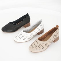 [슈플랜] 베이직 펀칭 펌프스 미들힐 발편한 구두 4cm 3color S-2012