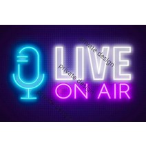 카페 네온 사인 조명 간판 live on air studio retro vintage, 노란색, 40x30cm