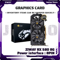 그래픽카드 ZIWAY- 그래픽 카드 RX 580 8G 2048SP 256Bit 1206Mhz GDDR5 HDMI 호환 DVI 디스플레이포트 GPU RX580