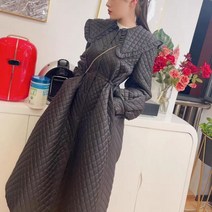 누빔 원피스 하객룩 퀼트 겨울 귀여운 누비 빅카라 셔링 드레스