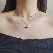 하이틴 블랙 체리 키치 써지컬 스틸 체인 목걸이