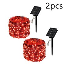 야외 태양광 LED 구리 와이어 요정 조명 5M/10M20M30M 정원 축제 화환 크리스마스 장식용, 2pcs Red, 40M 400LED