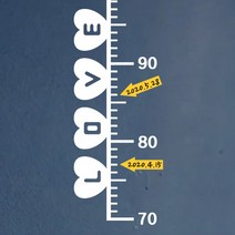 큐데코 심플 키재기 스티커 8종, 03.러브하트 키재기-화이트*화살표