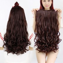가발 5Cal 고데기 컷 원터치 컷에 두껍게 가발 긴머리, 40Cm[곱슬머리]라이트브라운, 하나