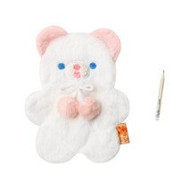 [리틀데이지] 귀여운 파스텔 곰돌이 인형 봉제필통 파우치 + 리틀데이지 몽당연필, 01_화이트 베어 + 몽당연필