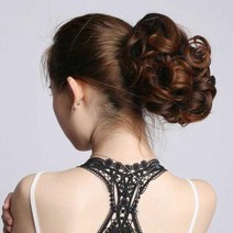 초니 붙임머리 자연스러운 똥머리 집게 당고머리 가발 블랙브라운:one-size, 1개, 색상