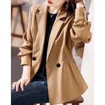 오버클래쓰 여성 트렌치코트 하프 루즈 셔링 캐주얼 데일리 자켓