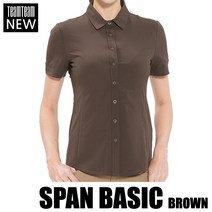 09605_[여성]스판남방반팔 브라운/프랜차이즈남방/스판남방/스판블라우스/커피전문점/레스토랑/베이커리/식당/치킨집/정육/피자집/카페유니폼/인쇄/패치제작가능