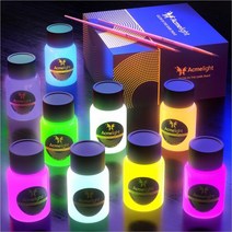 Glow in the Dark Acrylic Fluorescent Paint for Canvas Neon Craft Blacklight Set – Art Supplies Adult, 9 bottles