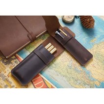 만년필파우치 만년필보관함 만년필케이스 고급 가죽, 4구, 와인레드