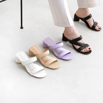 사선스트랩 삼각굽 뮬샌들(5.2cm) 5355