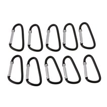 10pcs Black D Carabiner Camp 스프링 스냅 클립 후크 키 체인 등반 하이킹, 검은색
