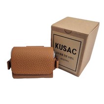 KUSAC 소가죽 골프 볼 케이스 공 주머니 파우치, 브라운