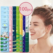 100 pcs LAIKOU 모이스춰 라이징 슬리핑 마스크 사쿠라 달팽이 해초 페이스 마스크 화이트닝 뉴 리싱 오일 컨트롤 안티 에이징 스킨 케어|트리트먼트 & 마스크|, 1개, mix 2