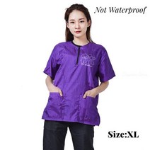 비숑 슈나우저 강아지 반려동물 미용 작업복 그레이 핑크 퍼플 부드럽고 통기성 좋음 빠른 건조 논스틱 앞치마 맞춤 로고, 11 Purple Poodle XL