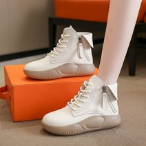 통굽 하이탑 슈즈 플랫폼 발편한 기능성 무지외반증 신발 여성 화이트