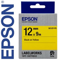 *정품* [ EPSON ] 라벨테이프, SC12Y [12mm 노랑/검정글씨]