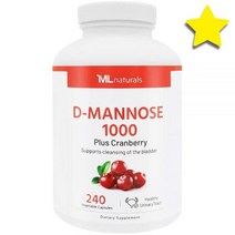 ML 내추럴 디만노스 디마노스 D Mannose 1000 mg 크랜베리 2500 량 240 식물성 캡슐 계 비 GMO., 240 capsules 강철체력