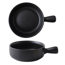 손잡이 앞접시 떡볶이 그라탕 파스타 라면 그릇 예쁜 오븐용그릇, BLACK_2P