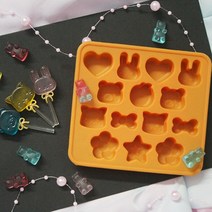 실리콘 동물 몰드 1개 동물얼굴+하트+별+뼈다귀 베이킹 초콜릿 만들기 수제 어린이 화이트데이 발렌타인데이, 실리콘 동물 몰드 (오렌지)