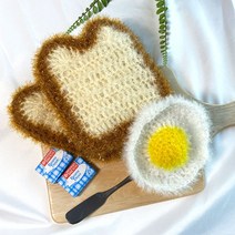 코코얀핸드메이드 식빵수세미 만들기 코바늘뜨개 DIY 패키지 뜨개질, B.계란후라이믹스(2볼)