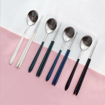 골든벨 솔리드 로마 실버 신혼 부부 숟가락 젓가락 수저세트, 블랙