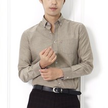 남자 긴팔 슬림핏 옥스포드 버튼다운 와이셔츠
