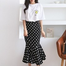 셀러허브 패션 [쉬즈미] (SRT-189)도트 머메이드 롱스커트 빅사이즈치마