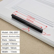 검은 황금 현대 찬장 주방 하드웨어 옷장 옷장 pull t 바 알루미늄 합금 캐비닛 서랍 손잡이 상자 핸들, 블랙160