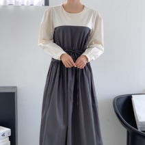 모모 코튼 허리 주름 원피스