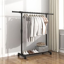 높이조절 이동식 행거 스탠드 옷걸이행거 옷가게행거 블랙 1.5M, 블랙 150cm