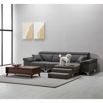 [에넥스] [펫소파구성][4인용]DONO 슈렁큰 천연면피 통가죽 소파, 색상:머드그레이