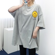 [퀸비샵] 썬마일 롱 박스 // 빅사이즈 루즈핏 반팔티 티셔츠 오버핏 박스티 임부복 오버사이즈