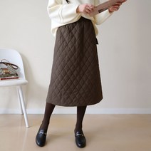 데일리앤 머핀 밴딩 퀼팅 누빔 패딩 롱 스커트