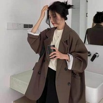 여성용 대형 블레이저 코트 봄 가을 패션 한국어 버전 느슨한 탑 코트 사무복 여성용 그레이스 가을 재킷